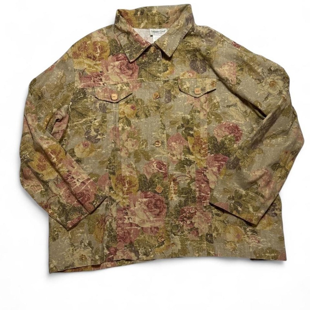 Vintage 1990s ( mid -late 90s)Coldwater Creek Floral Tapestry Trucker Jacket